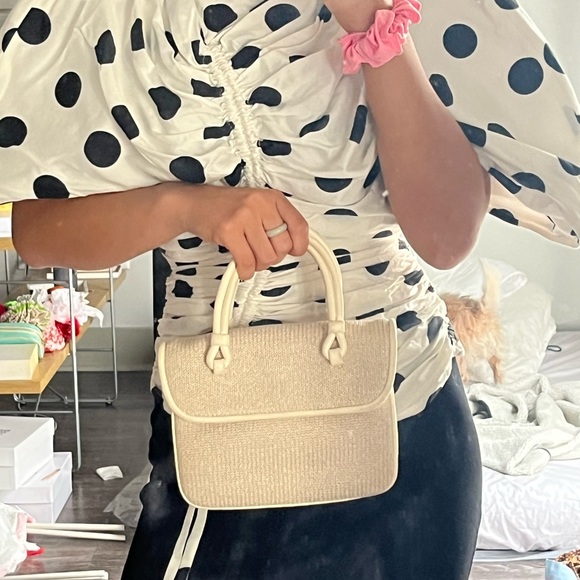 SOLDSOLDSOLDMaryam Nassir Zadeh Lune bag in cream leather and fabric - Picture 3 of 16